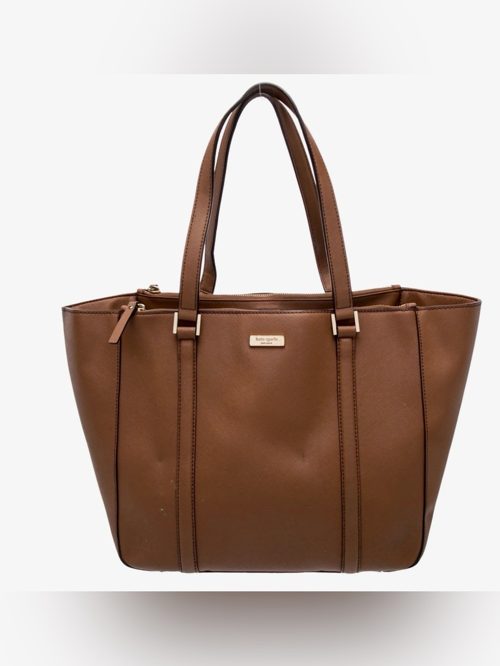 Kate Spade New York Safiano Leather Tote Bag in Cognac Brown -